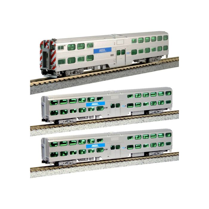 106-8703-S Gallery Bi-Level Coach Set (3) Chicago Metra (DCC-Sound)